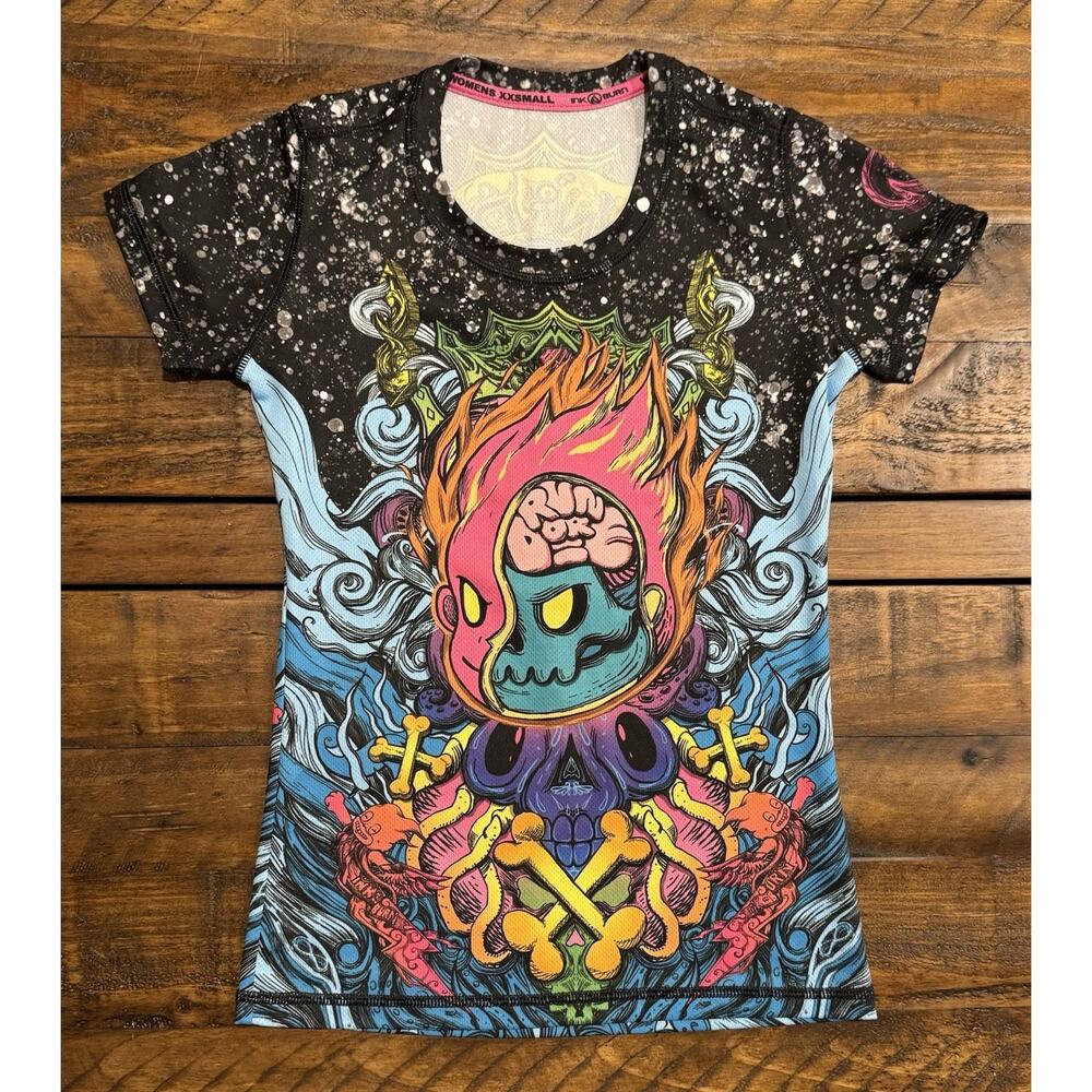 INKnBURN Short Sleeve Tech shirt Womens size XXS in Pattern Run or Die